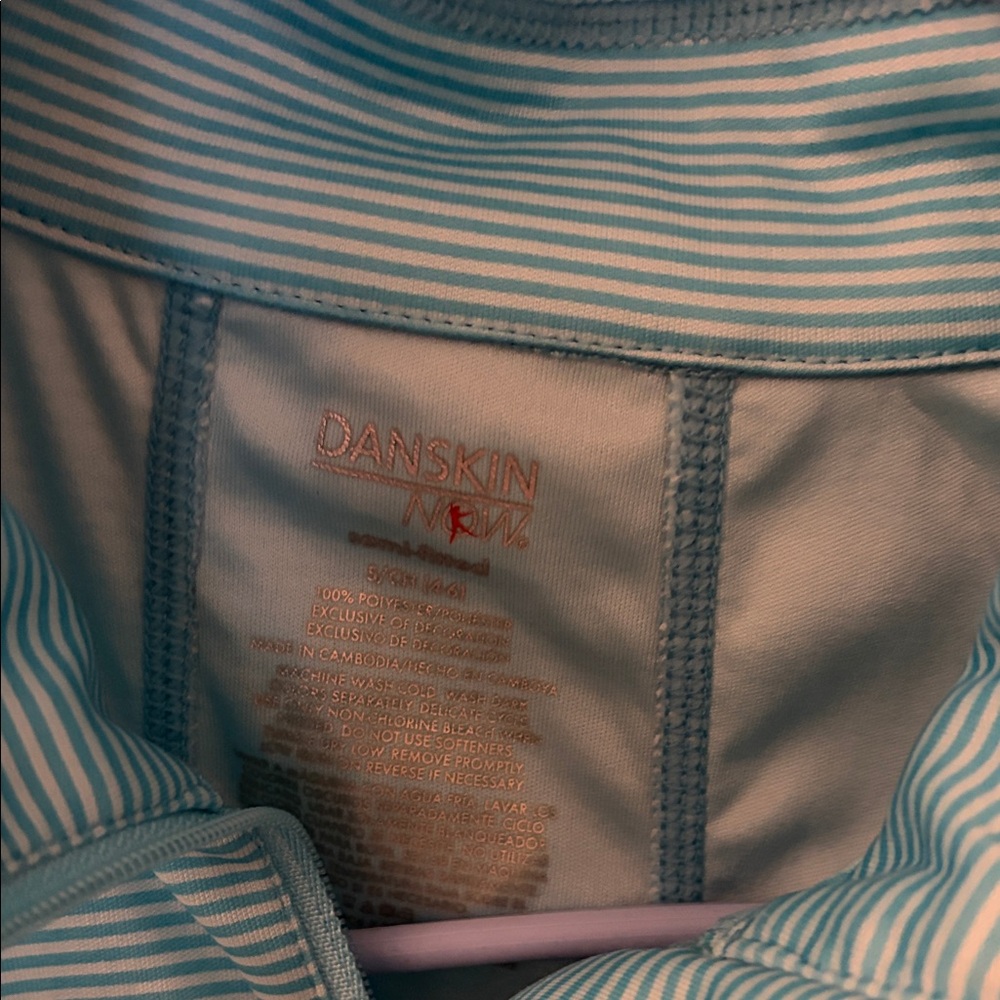 Danskin Now Light Aqua Stripe Long-Sleeve Zip Top - Picture 2 of 5